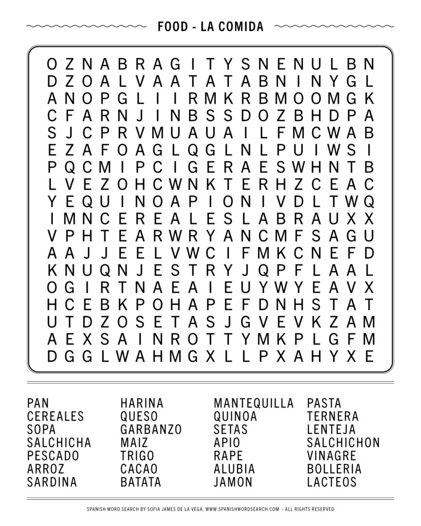 Spanish Word Search Numbers